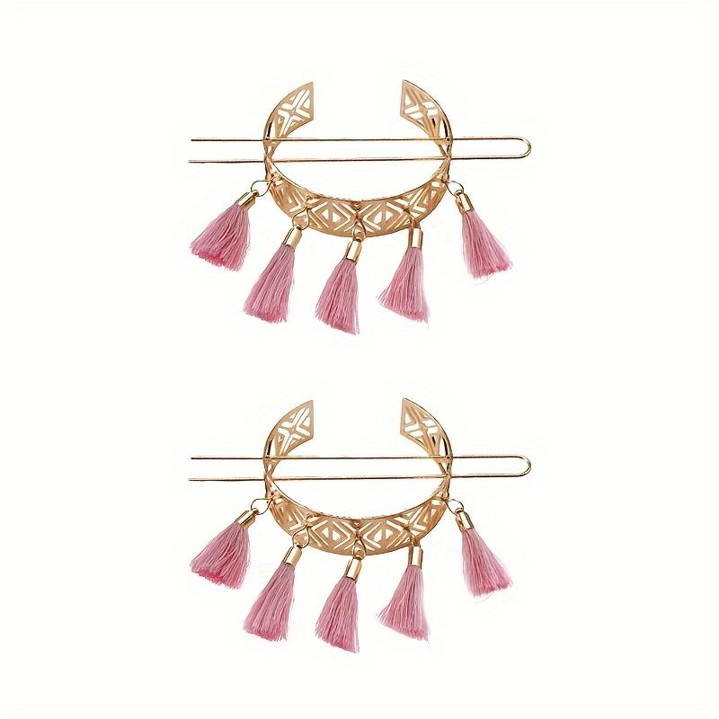 

[Retro Tassel] Floral Hollow Retro Tassel Hairpins | Hair Accessories рожевий