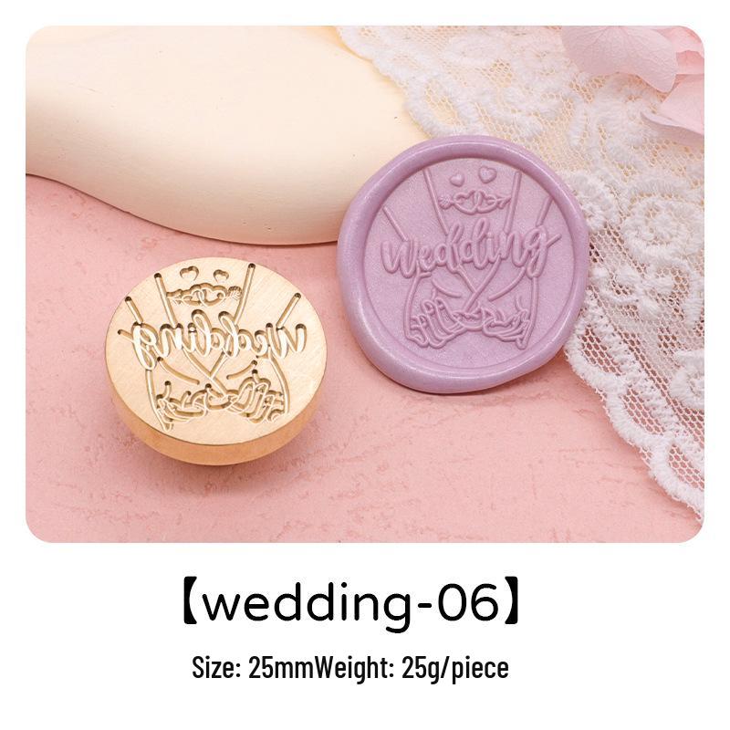 Wedding Series Round Wax Seal Stamp Head - Copper Handmade Letter Sealing