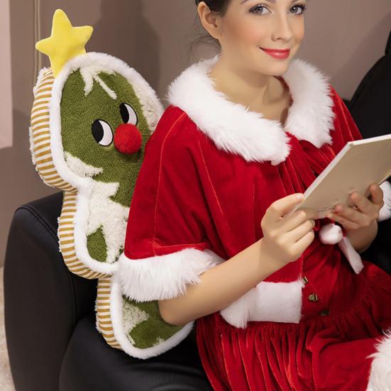 Christmas Tree Plush Throw Pillow Lovely Soft Stuffed Toy Cozy Sofa Cushion Warm Winter Gift Home Holiday Decoration