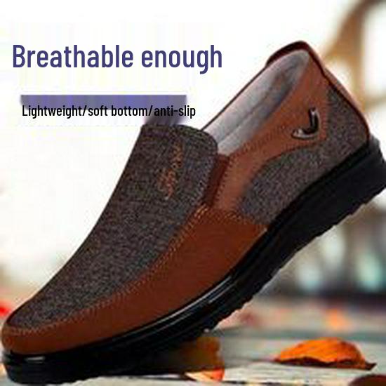 Men's Breathable Old Beijing Cloth Shoes - Soft Sole, Anti-Slip, Casual, Plus Size - For Spring & Autumn