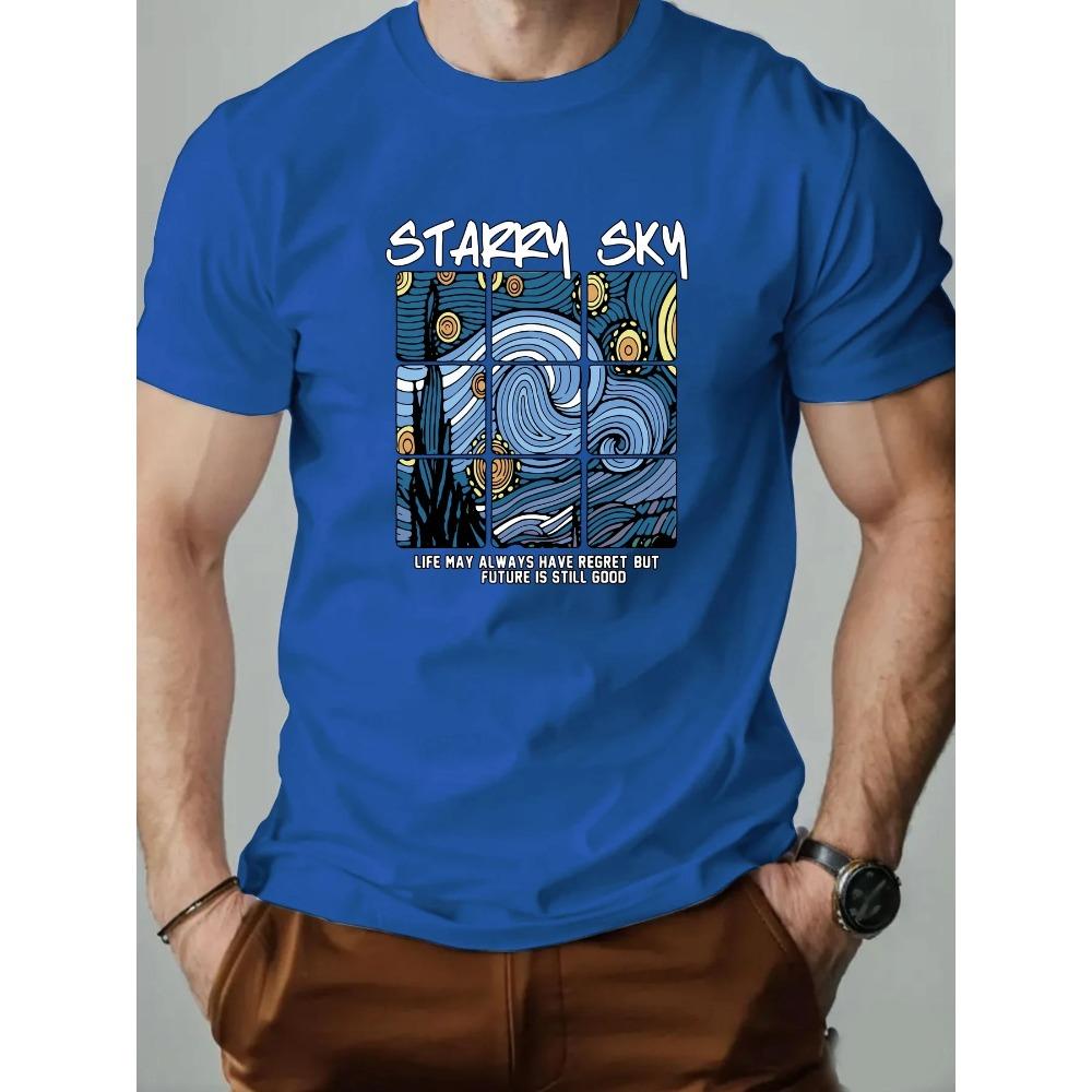 T-Shirt Cotton Oil Painting Pattern Print Summer Oversized Round Neck Breathable Casual Short Sleeve Fashion T Shirt