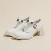 Retro thick heel Mary Jane shoes women's 2025 spring and summer light mouth word with French high heel single shoes round head small leather shoes wo