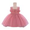 2024 Girls' Princess Dress with 3D Floral Mesh - Perfect for First Birthday