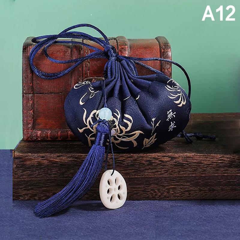 Chinese Style Purse Pouch Drawstring Women Tassel Storage Bag Multi-Color Embroidery Cloth Jewelry Pouch For Wedding Guests