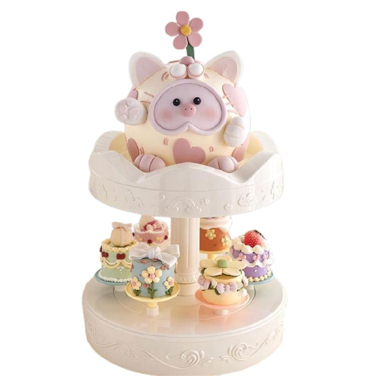 Eye Catching Automatic Rotating Dessert Showcase Double Layer Swing Tray Machine