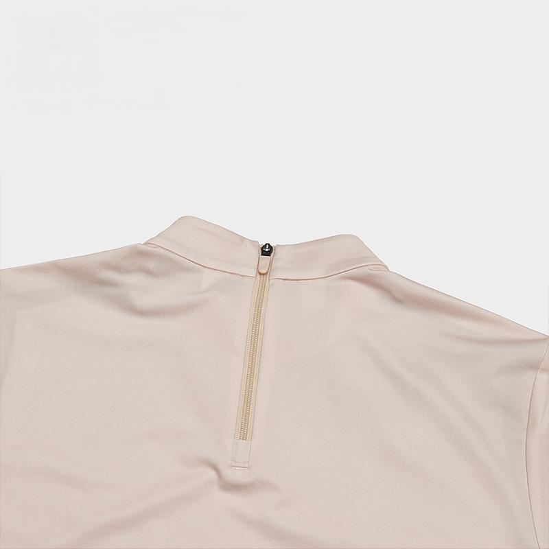 Fila Color Block Stand Collar Pullover Polo Shirt Women Tops Sweet-Pink A11W415104F-LP