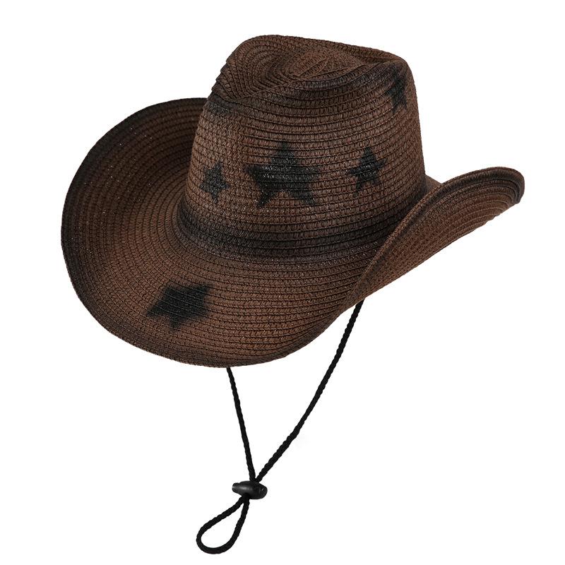 Western Cowboy Straw Hat Foldable Summer Vacation Travel Mountaineering Sun Protection Visor Hat Large Brim Female Knight Hat Male