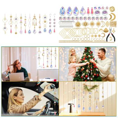 Pack of 200 Suncatcher Craft Set Sun Catcher Craft Set with Hooks Chains Crystal Pendant Sun Catcher for Garden Window