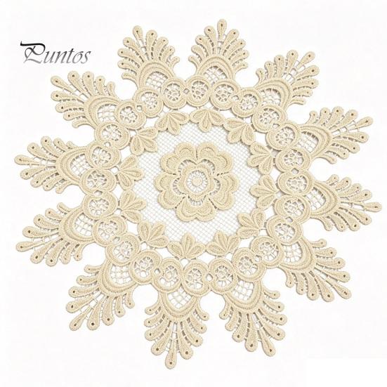 Lace Doilies for Table Decor Round Floral Doily, Embroidered Coaster Place Mat, Heat Insulating Decorative Mats Tea Cups Retro Teapot Vase Dining
