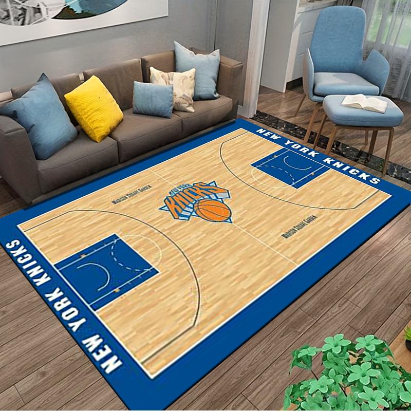New York Knicks Basketball Court Design Carpet, Sports Team Theme Decor Suitable for Use As an Anti-slip for Living Room Bedroom Sofas