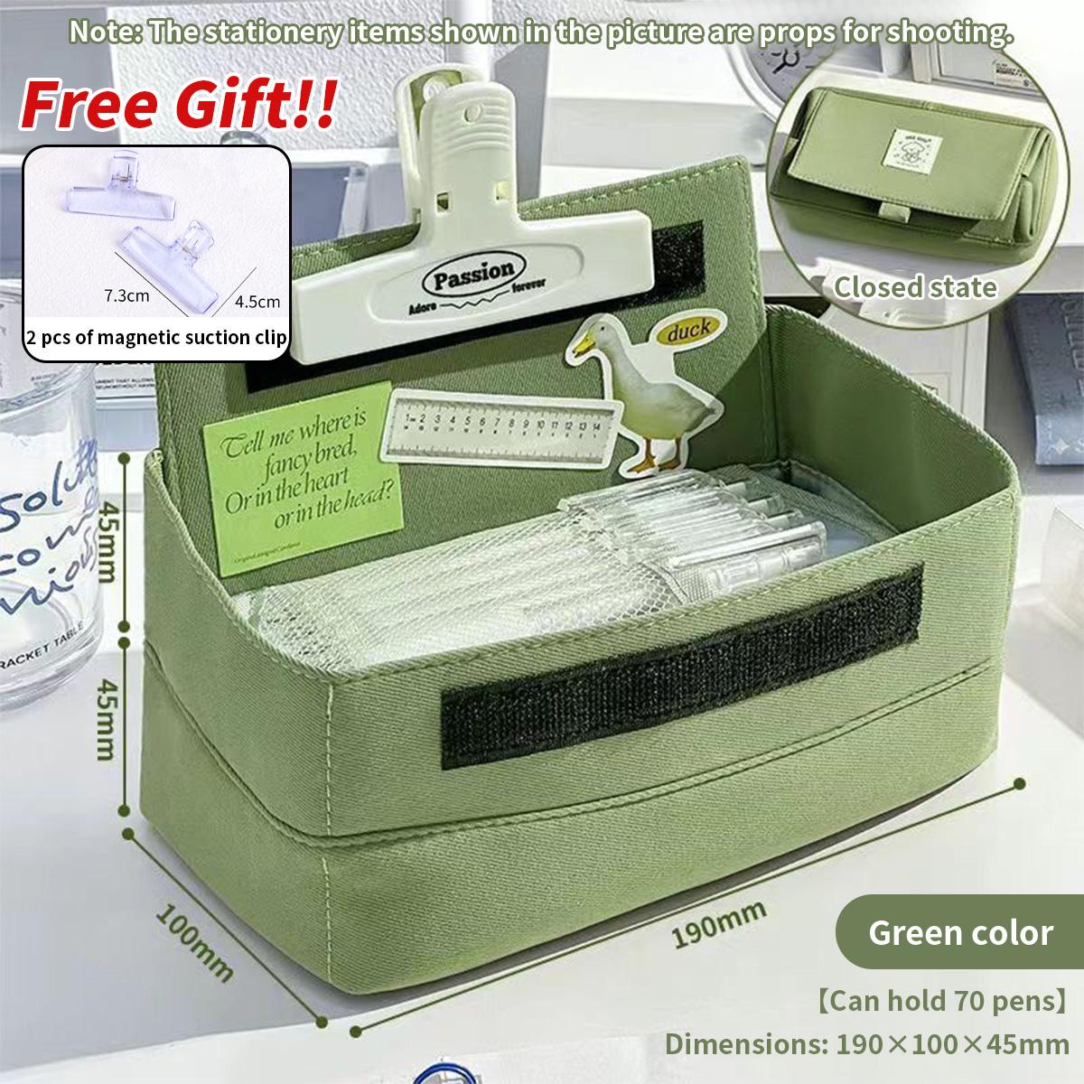 

Kawaii Ins Style Puppy Printed Pencil Bag Large Capacity High-value Creative Square Pencil Bag School Student Storage Supplies зелёный