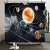 Fantasy Earth And Moon Galaxy Cosmic Space Sky Shower Curtains Bathroom Curtain Set Bath Mats Rug Bathtub Accessories Home Decor