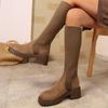 Women Chunky Platform Knitted Socks Boots Knee High Fad Heeled Shoes  Winter New Casual Mid Heels Woman Chelsea Long Botas