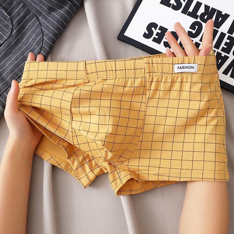 

Мужские модные боксеры-брифы из чистого хлопка в клетку - Дышащее нижнее белье с квадратными штанинами Extra Large