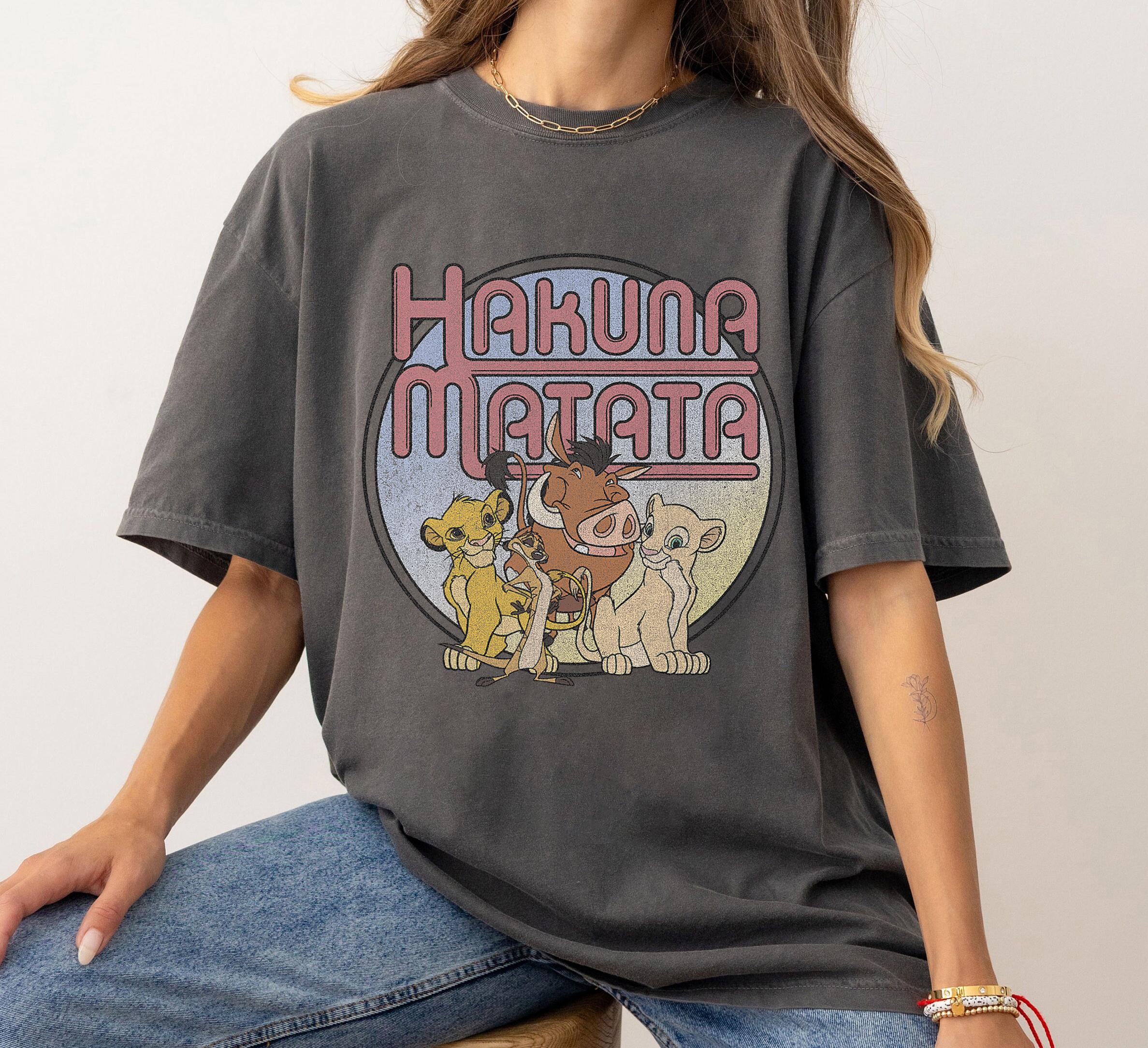 Womens Disney Hakuna Matata Lion King Vintage TShirt Cotton Short Sleeve Unisex Streetwear Oversized Loose Casual Stylish S