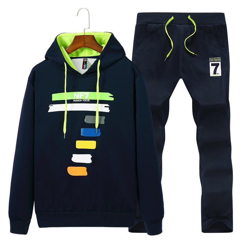 Jugend Frühling und Herbst Sportanzug Herren Kapuzenpullover 7-Druck Langarm-Sweatshirt