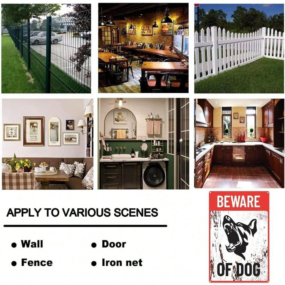 Beware of Dog Metal Tin Sign German Shepherd Home Security Outdoor Warning