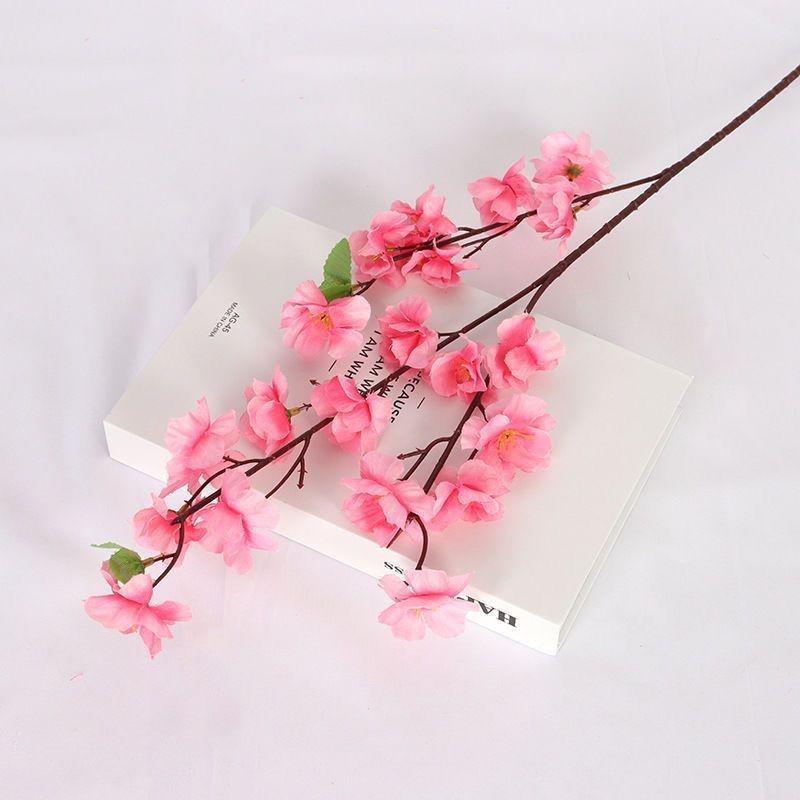 High-Grade Peach Blossom Artificial Flower, Single Stem, Floor-Standing Silk Decoration for Living Room and Weddings