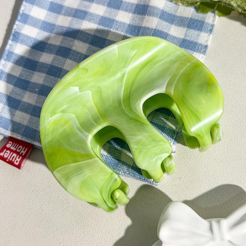 M-shaped Pumpkin Claw Clip High-end Marble Ponytail Hair Clip Back of The Head Updo Shark Clip Hair Accessory