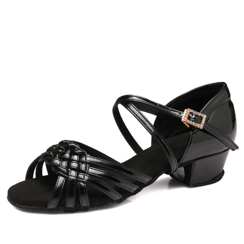 Kinder Mädchen Leder Latein Tanzschuhe Weiche Sohle Modern Social Gesellschaftstanzschuhe Salsa Tango Niedriger Absatz 3.5cm