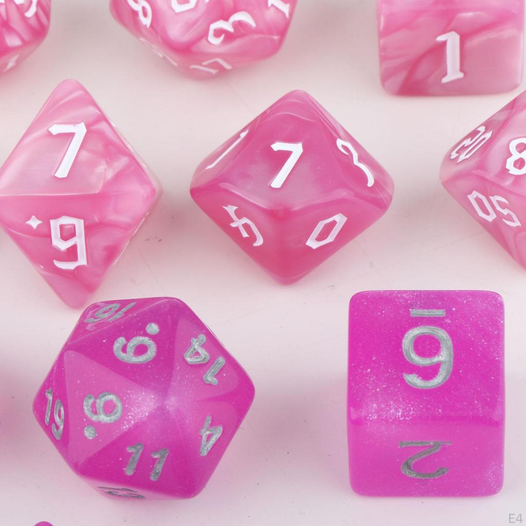 14 Pieces Polyhedral Dices Set Acrylic D4-d20 Game Playing Multi Sided for