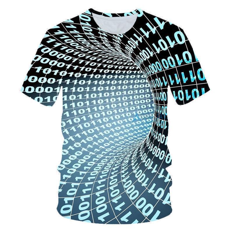 Summer Round Neck 3D Creative Vision Print Top Fashionable Casual Short Sleeved Men's T-shirts