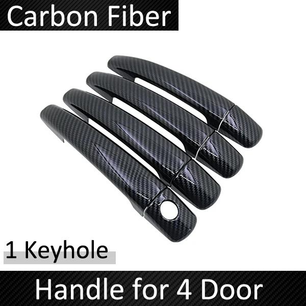 Black Carbon Fiber Car Handle Or ABS Chrome Door Handles Cover for Peugeot 208 MK1 2012~2018 Car Accessories Styling GTI Active