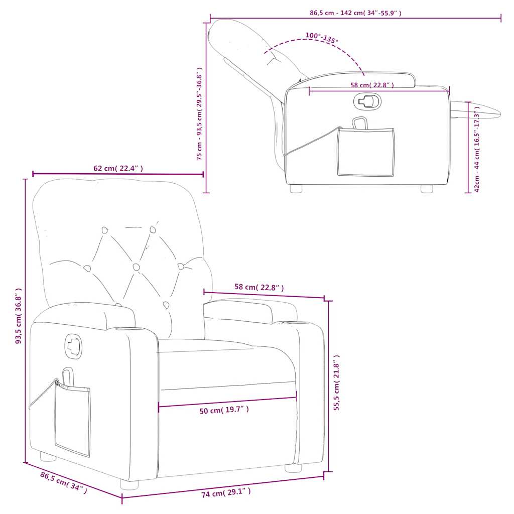 Massage Chair Brown Fabric