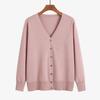 Plus Size V-Neck Cardigan Sweater for Women - Solid Color Knitted Top, Fits Up to 180 Pounds