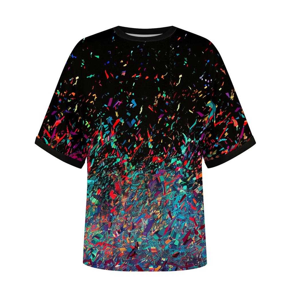 Summer Round Neck 3D Colorful Print Top Fashionable Casual Short Sleeved Women's T-shirts