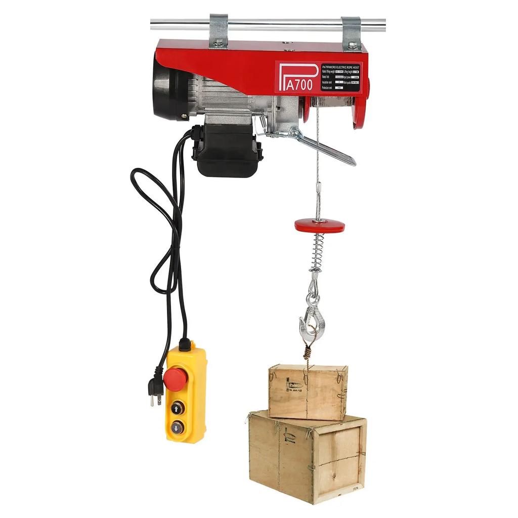 Electric Winch Hoist 1200W 39.4FT Lifting Height 350kg Load Galvanized Steel Cable with Remote Control for Dock Ceiling Loft