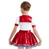 Costum de marinar pentru fete Bloc de culori Patchwork Luciu metalic Gât rotund Mânecă scurtă Cravată detașabilă Rochie bufantă