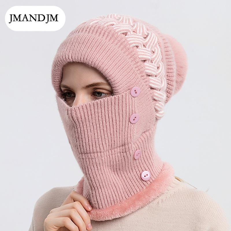 Czapka i szalik zintegrowane damska jesienno-zimowa czapka dziergana pluszowy ciepły szalik zimowa damska czapka wełniana