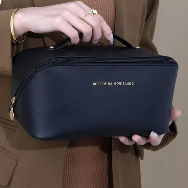 Reise-Kosmetiktasche aus Leder mit großem Fassungsvermögen, tragbar, für Damen, Make-up-Kosmetik, wasserdicht, multifunktionaler Kulturbeutel, Aufbewahrungstasche