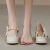 French Pearl Chain Retro Mary Jane Shoes Single Shoes Women's Versatile Leather Shoes
