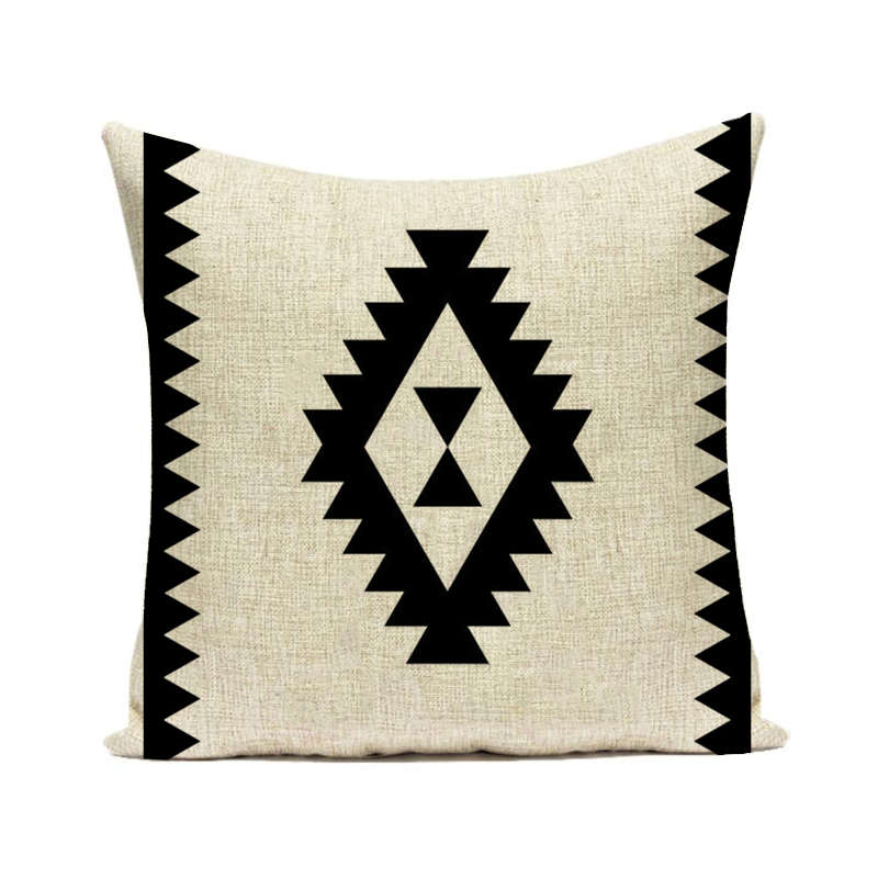 Decorazione Casa Soggiorno Federa in Lino/Cotone Federe per Cuscini Copricuscino con Motivo Geometrico Azteco Boemo