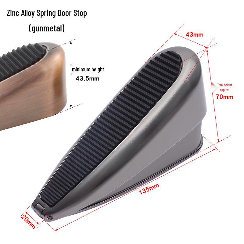 Spring-loaded Anti-collision Door Stopper & Holder with Windproof Wedge