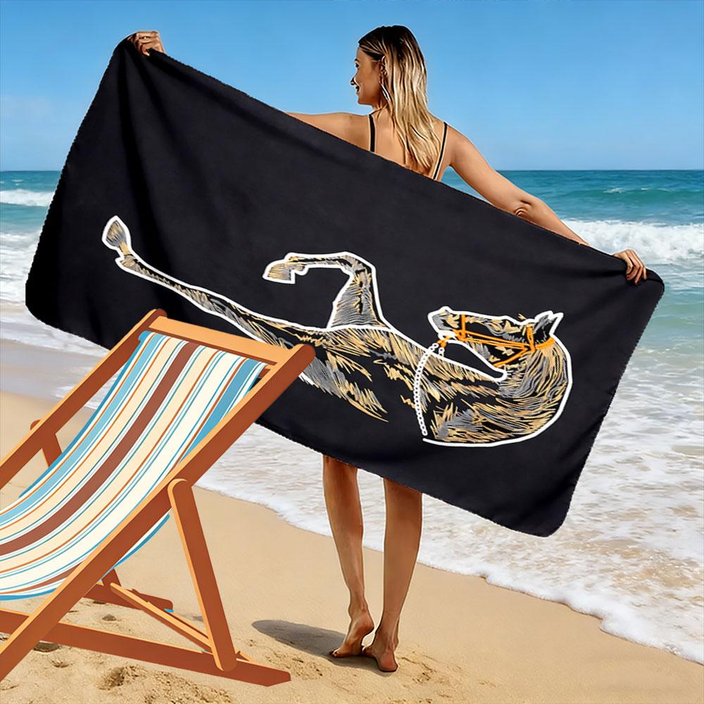 Graceful prancing horse silhouette Print beach towel, quick drying, suitable for travel, outdoor sports, jogging, the beach and swimming, gift