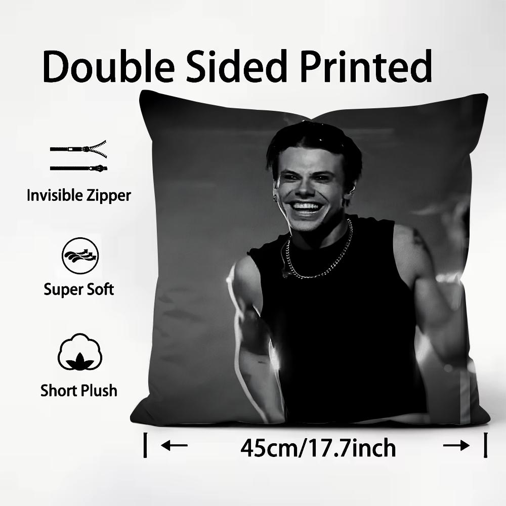 YYungblud Singer Cushion Cover Plush Fabric Soft DoubleSided Printed Sofa Warm Winter Home Child Gift Pillow Case