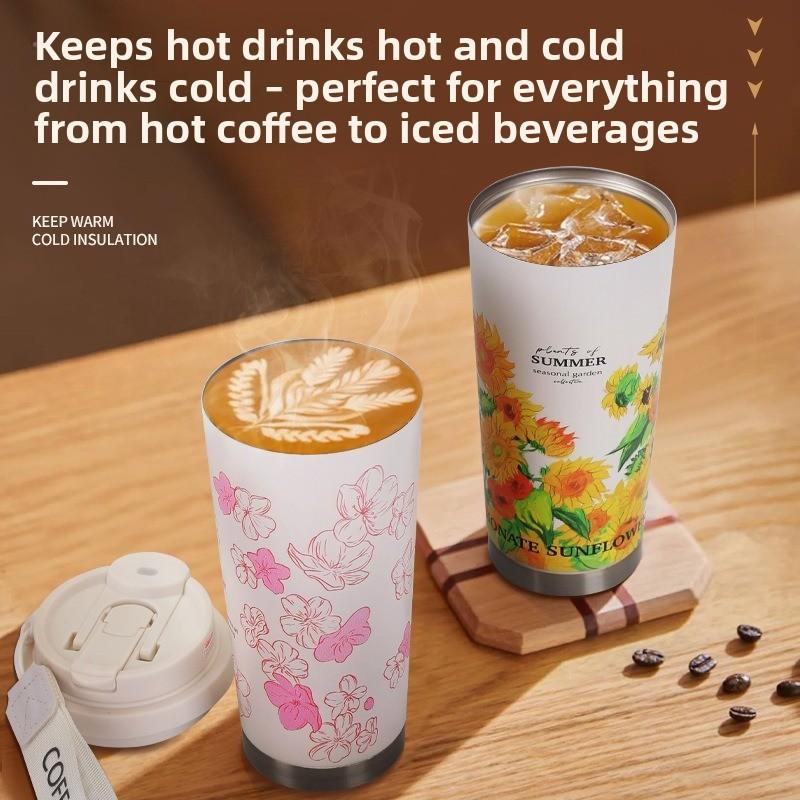 Lilium Summer Collection Insulated Coffee Mug With Large Capacity For Travel And Office Use