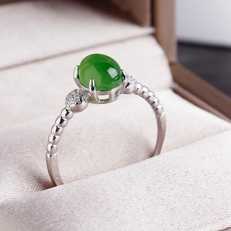 Tancise Classic 925 Sterling Silver  Zircon Jade Ring Ladies Jewelry Wedding Promise   Party Gift