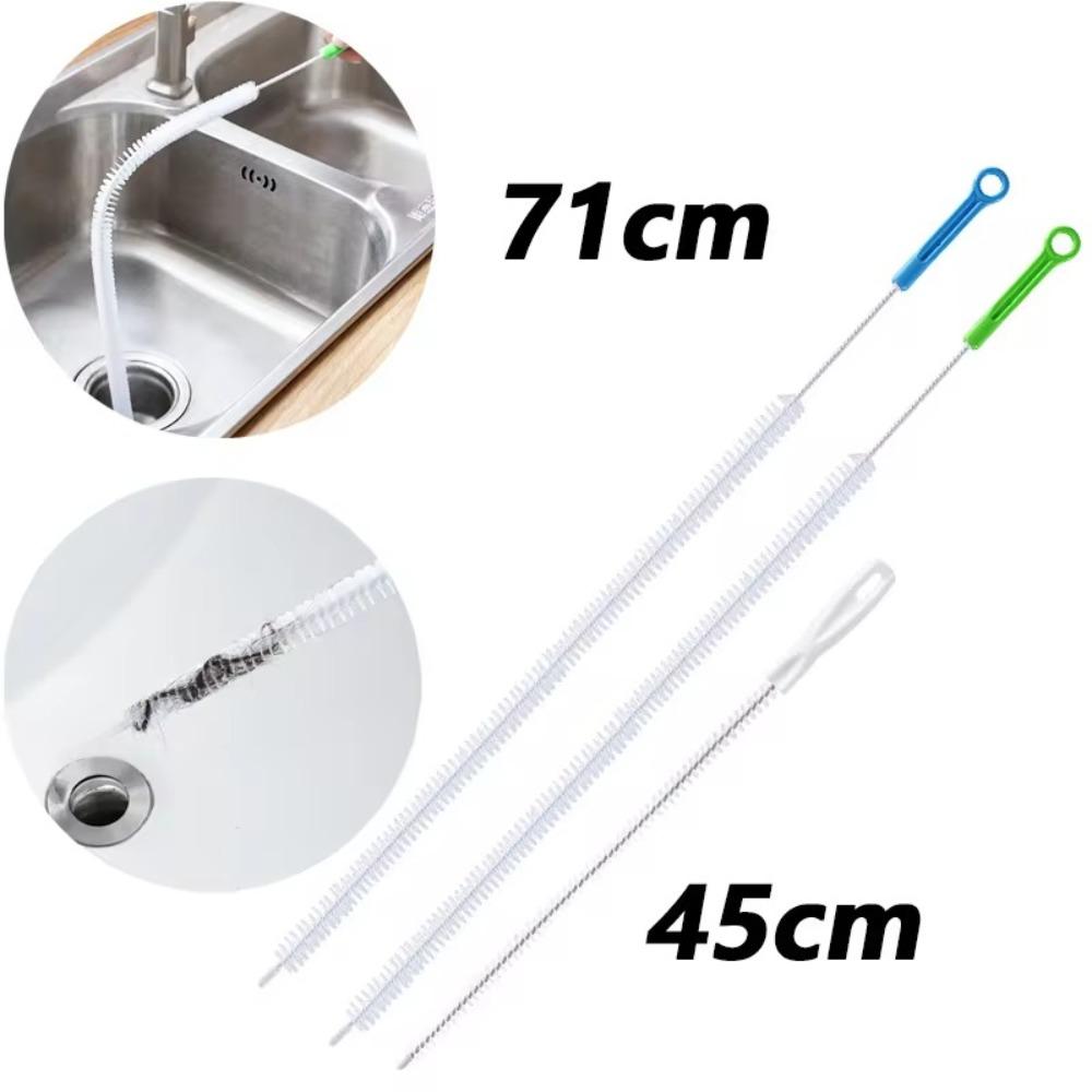 Household Cleaning Nylon Sewer Cleaning Brush Flexible Metal Sewer Pipeline Cleaning Tools Extended Kitchen Sink Brush
