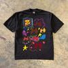 Cloud Cat Art Graffiti Print Niche Short-sleeved T-shirt for Men and Women, Trendy Casual Top Daily Wear Cool Top