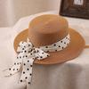 Beach Sun Hat Summer Sun Protection French Braided Polka Dot New Elegant Vacation Bow Hat Seaside Basin Hat