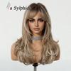 High-Temperature Resistant Gold Wig for Women - Long Curly Hair with Natural Bangs