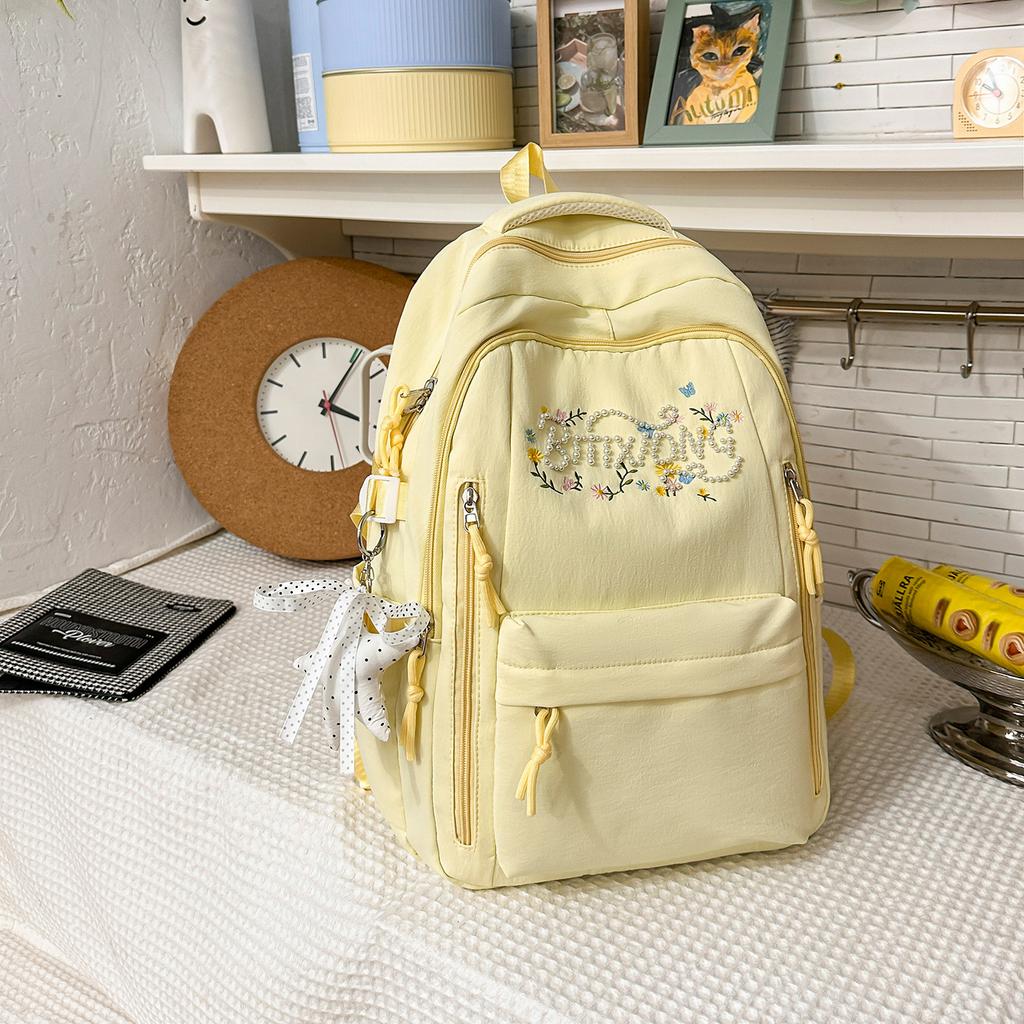 Schoolbag Tinglan light blue fresh embroidered backpack female Korean soft sister student schoolbag female junior high school high school large