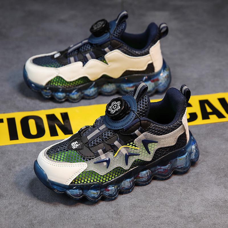 

Детская спортивная обувь, вращающиеся пуговицы, обувь для больших мальчиков, кроссовки с мягкой подошвой, баскетбольные кроссовки с сеткой, детская обувь в модном стиле 40