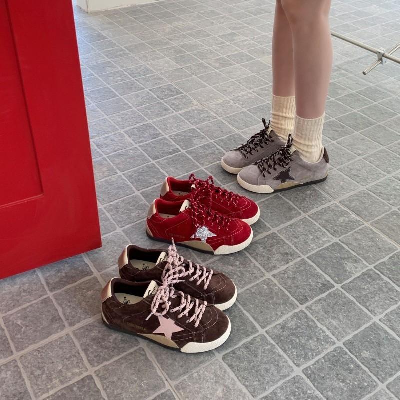 Cowhide stars old dirty shoes women's 2025 new thick-soled versatile casual sports board shoes Forrest Gump shoes women's shoes