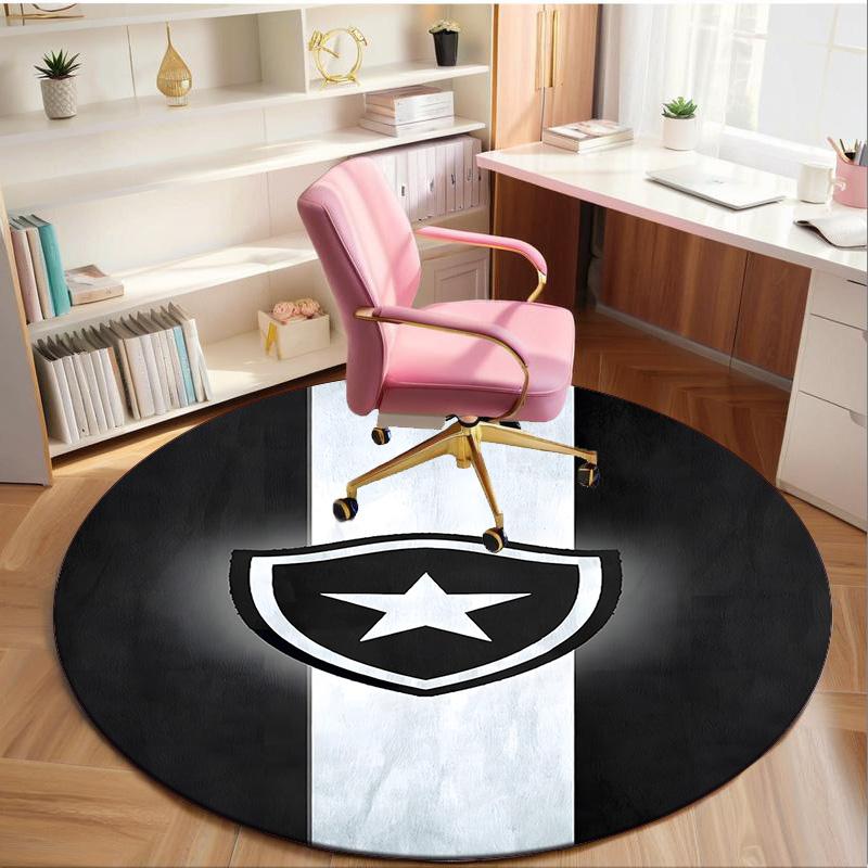 1PC round rug Shield With Star Emblem Printed Round Area Rug ,Rug For Home Office, Round Chair Rug, Decorative Carpet Fan gifts Christmas gift