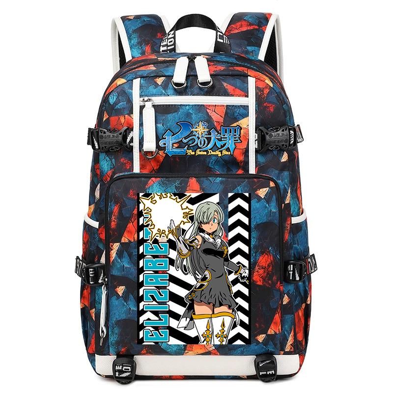 Zaino Scolastico Stampa Anime I Sette Peccati Capitali Grande Capacità Zainetto Casual per Bambini Adolescenti